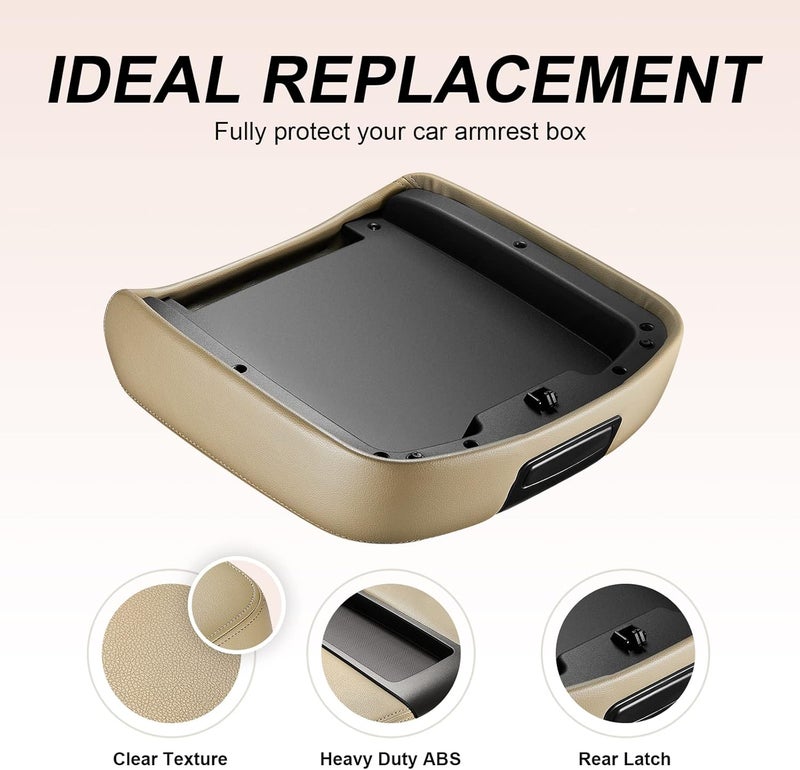 SPEEDWOW Center Console Lid Armrest Cover for Chevy Avalanche Silverado Tahoe GMC Yukon XL Sierra 2007 2008 2009 2010 2011 2012 2013 (Beige） - Image 5